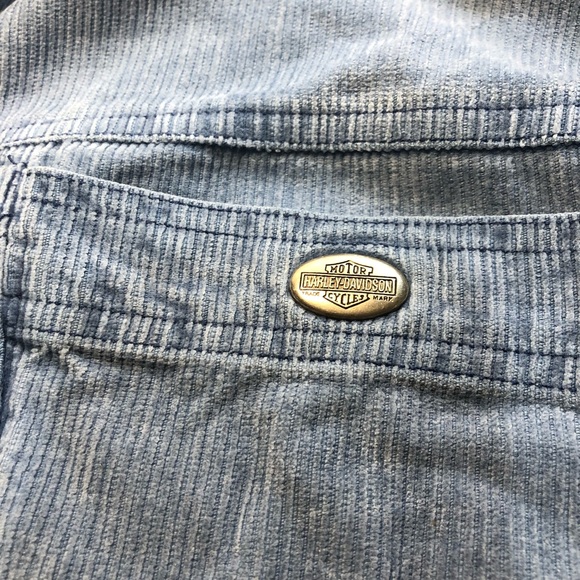 Harley Davidson Corduroy Button Shirt Long Sleeve Blue Biker Motorcycle Large - Picture 5 of 12